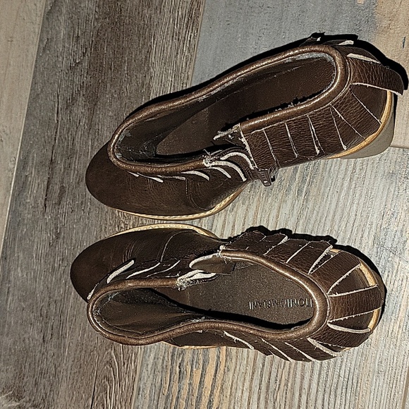 Antonio Melanie Dom Fringe Booties Heel Brown Leather Womens US 8 - Picture 9 of 12